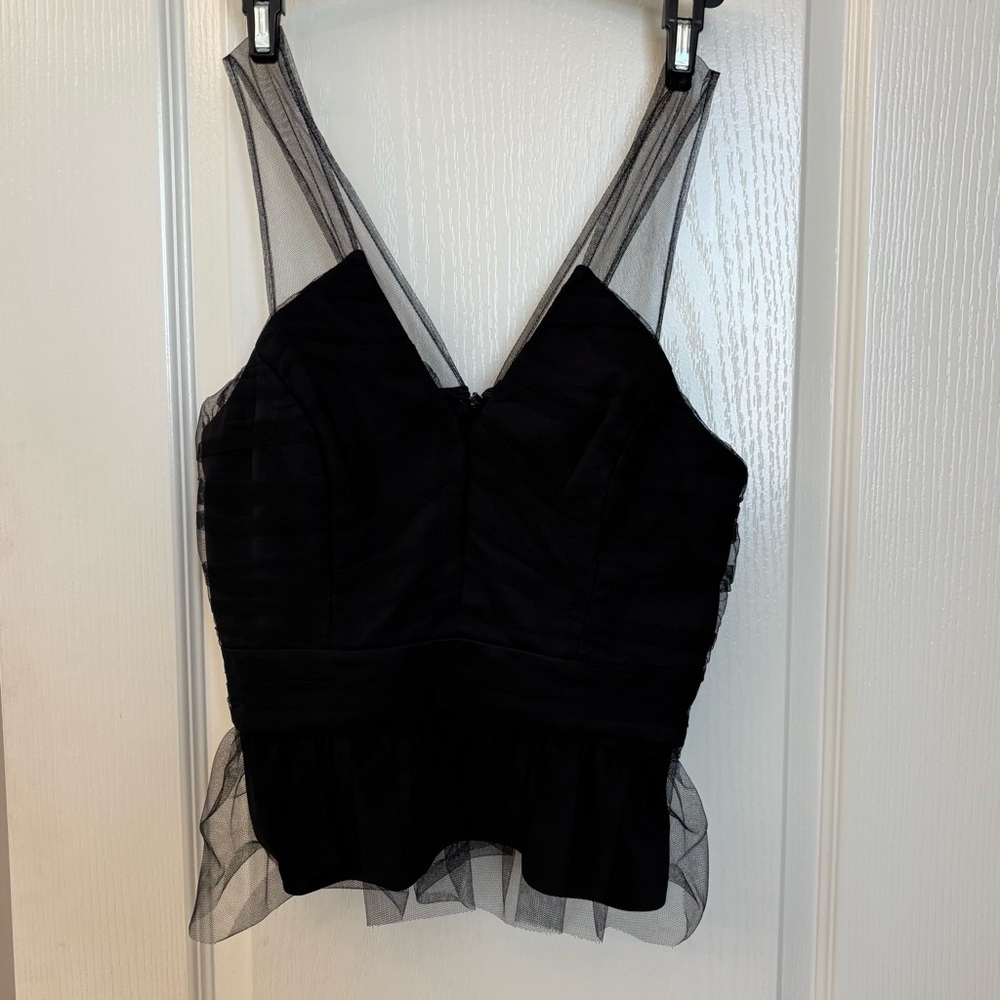 BCBGeneration Sheer Black Top
